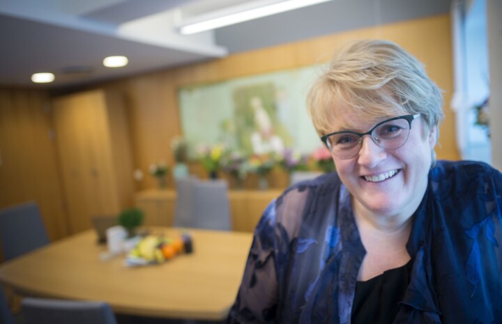 Kulturminister Trine Skei Grande (V) på sitt kontor i Kulturdepartementet i Grubbegata i Oslo.