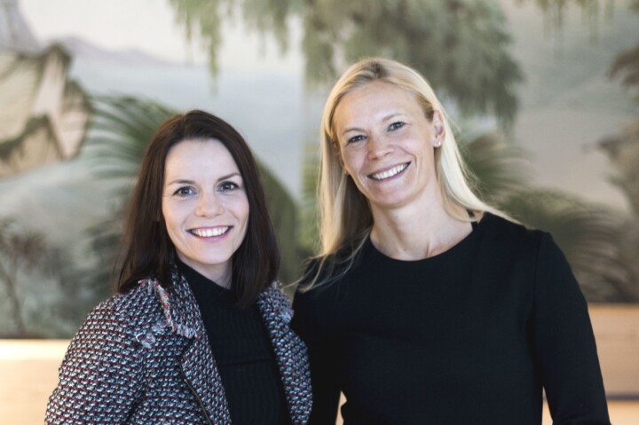 Vibeke Hansen (fra venstre) er ny kommunikasjonsdirektør i Storebrand. Her står hun sammen med konserndirektør Karin Greve-Isdahl.