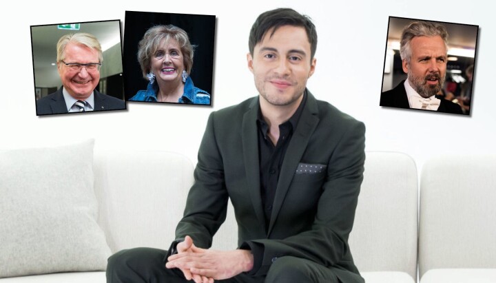 GEIR HÅKONSUND har samlet flere profiler i DELTO-stallen: Fabian Stang, Trude Drevland og Ari Behn.