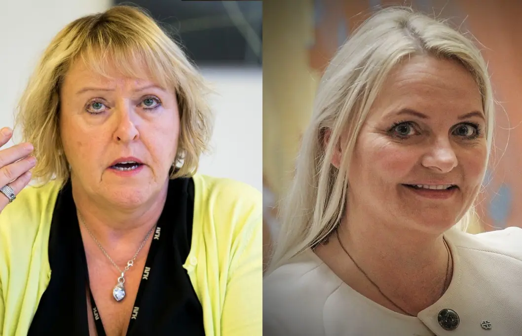 Distriktsdirektør Grethe Gynnild-Johnsen i NRK og stortingsrepresentant Åslaug Sem-Jacobsen i Senterpartiet. Distriktsdirektør Grethe Gynnild-Johnsen i NRK og stortingsrepresentant Åslaug Sem-Jacobsen i Senterpartiet.