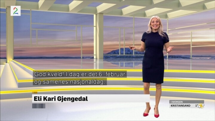 Slik har du aldri hørt Eli Kari melde været før: Her tar hun hele sendingen på samisk!