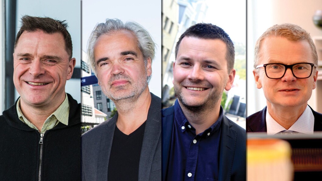 FLERE ABONNENTER: Det kan disse fire sjefredaktørene juble for - fra venstre; Espen Egil Hansen (Aftenposten), Eivind Ljøstad (Fædrelandsvennen), Øyulf Hjertenes (Bergens Tidende) og Lars Helle (Stavanger Aftenblad). FLERE ABONNENTER: Det kan disse fire sjefredaktørene juble for - fra venstre; Espen Egil Hansen (Aftenposten), Eivind Ljøstad (Fædrelandsvennen), Øyulf Hjertenes (Bergens Tidende) og Lars Helle (Stavanger Aftenblad).