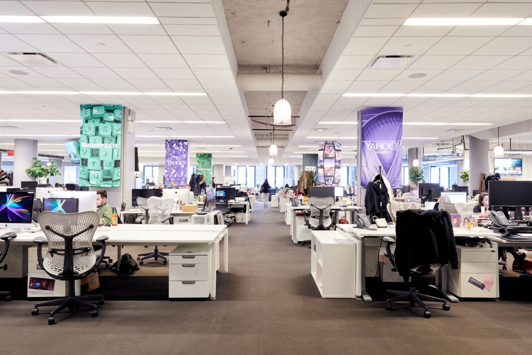 Huffington Post sitt nyhetsrom i New York. Huffington Post sitt nyhetsrom i New York.