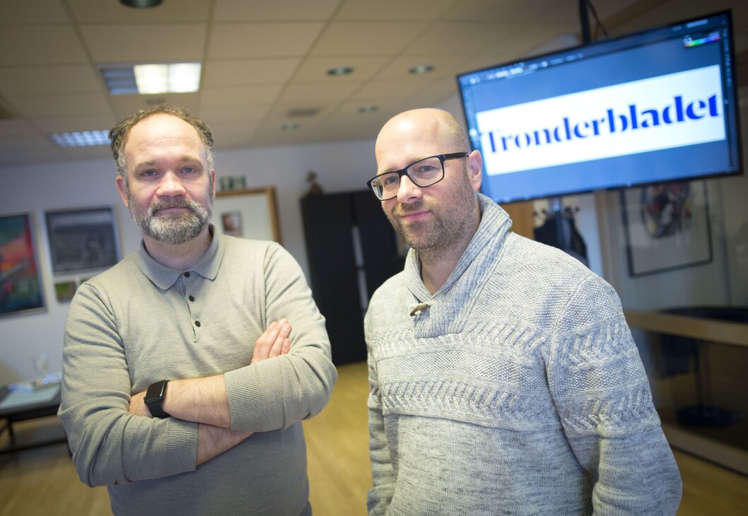Daglig leder Stig Mikkelsen og redaktør Lars Østraat i Trønderbladet. Daglig leder Stig Mikkelsen og redaktør Lars Østraat i Trønderbladet.