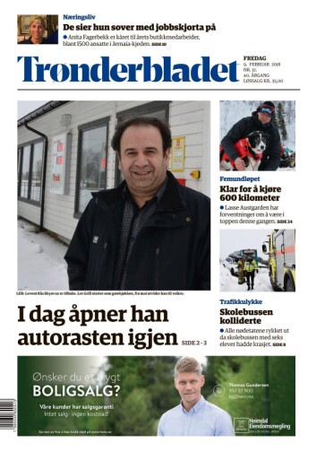 Trønderbladet papirutgave fredag 9. februar 2018. Trønderbladet papirutgave fredag 9. februar 2018.