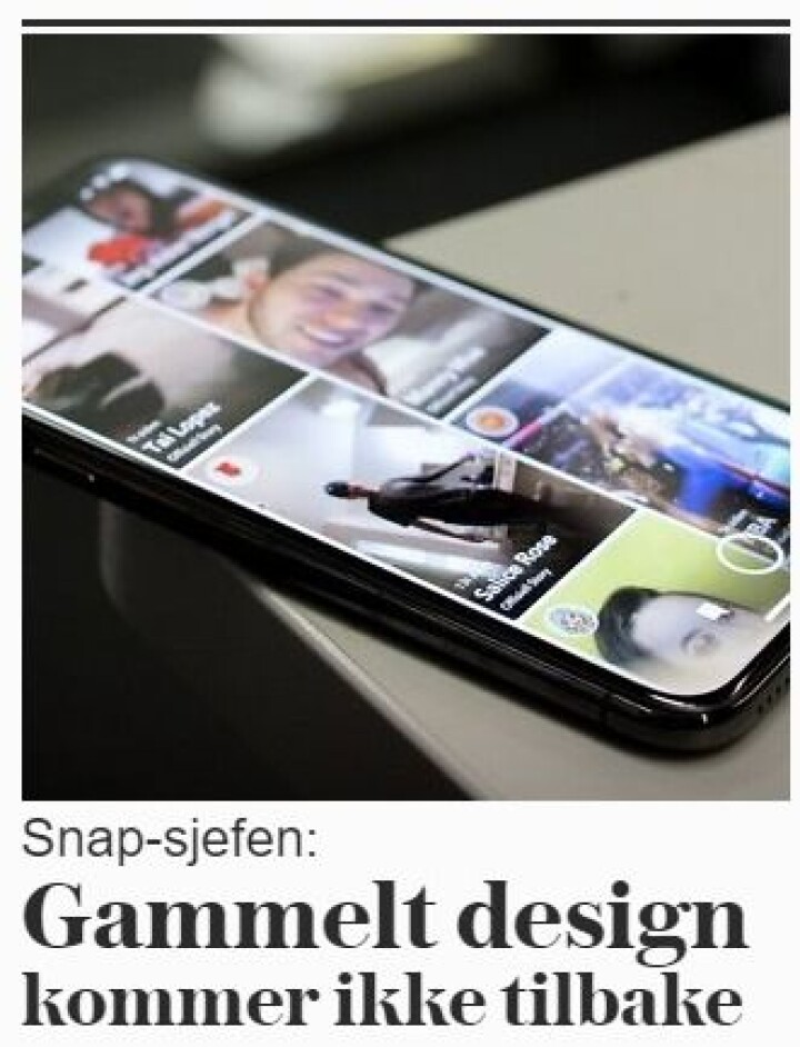 Slik vinkles en Tek.no-sak på VG-fronten.