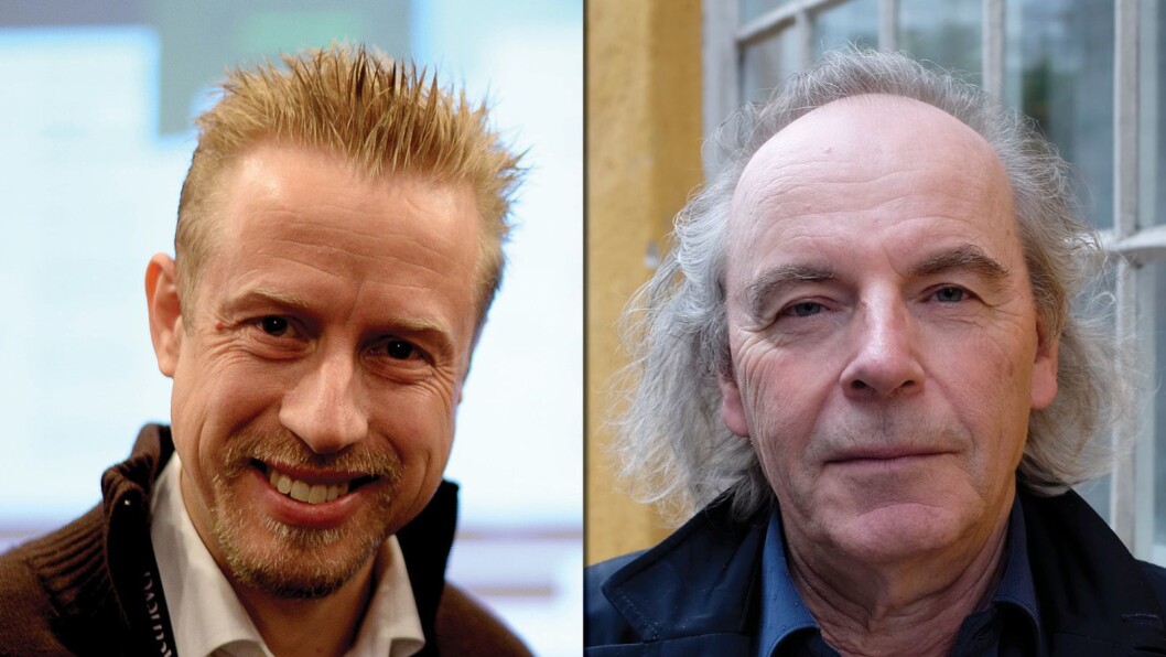 Faktisk-redaktør Kristoffer Egeberg (t.v.) fortsetter debatten med professor og forfatter Terje Tvedt. Faktisk-redaktør Kristoffer Egeberg (t.v.) fortsetter debatten med professor og forfatter Terje Tvedt.