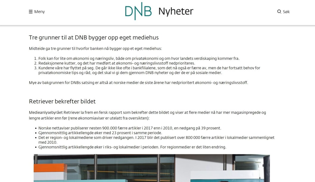 «BEKREFTER BILDET»: Fra DNB Nyheter onsdag ettermiddag. «BEKREFTER BILDET»: Fra DNB Nyheter onsdag ettermiddag.