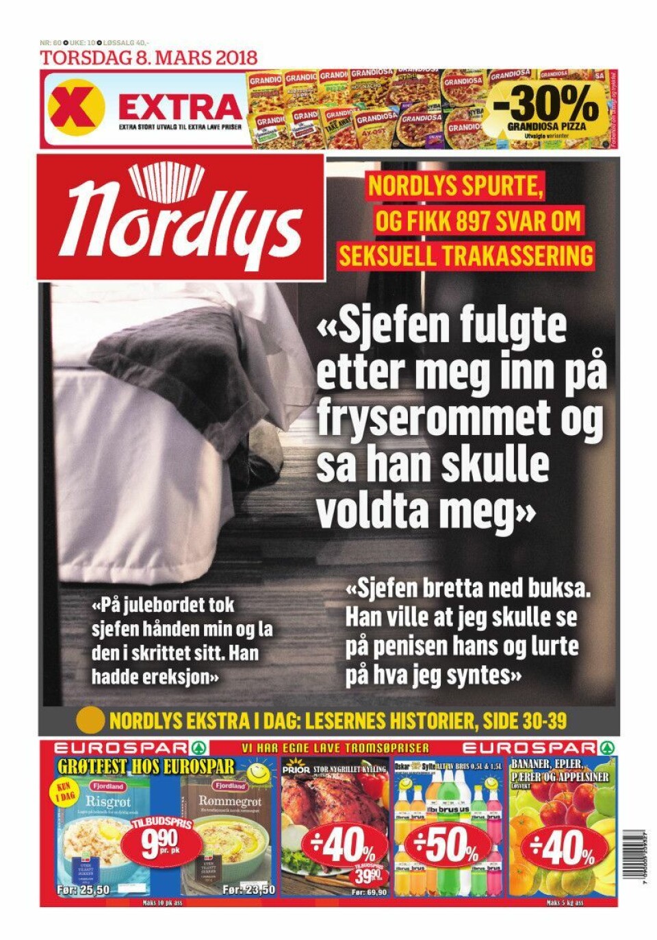 Nordlys-forsiden 8. mars 2018.