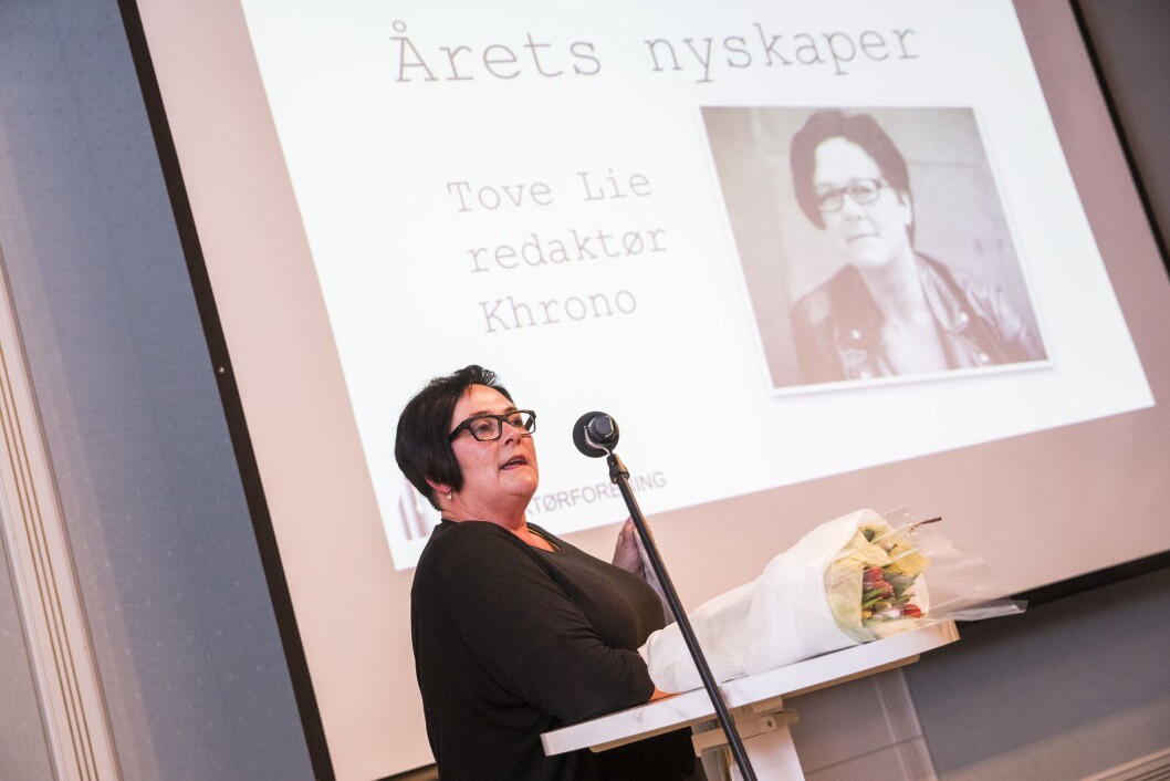 Tove Lie fikk nylig prisen som Årets nyskaper fra Oslo Redaktørforening. Tove Lie fikk nylig prisen som Årets nyskaper fra Oslo Redaktørforening.