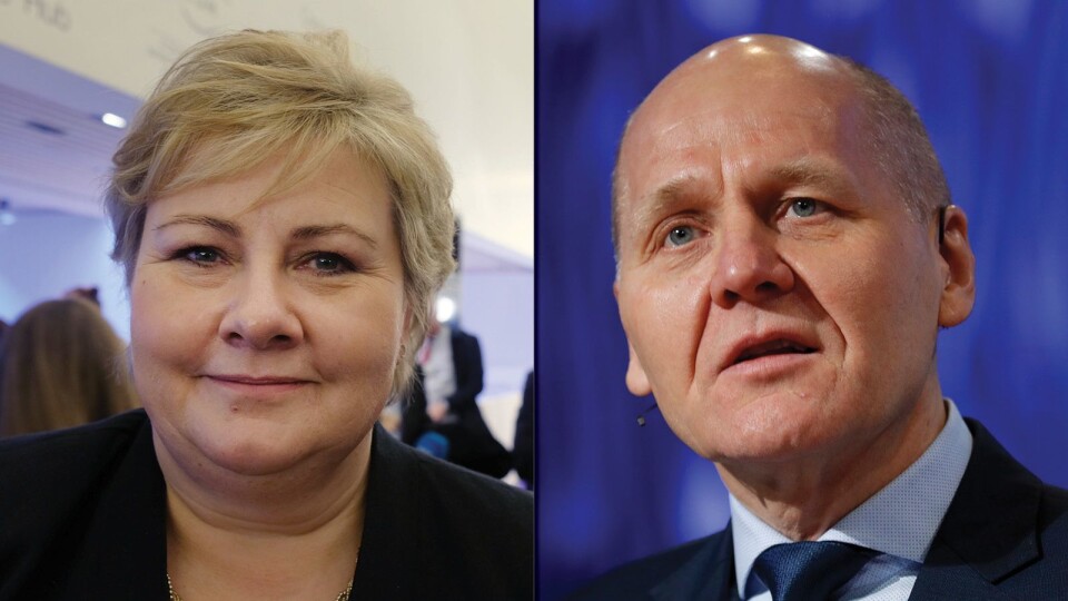 Statsminister Erna Solberg og Telenor-sjef Sigve Brekke. Statsminister Erna Solberg og Telenor-sjef Sigve Brekke.