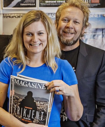 Espen Sandli er leder for Magasinet. Her sammen med magasinredaktør Karine Østtveit. Espen Sandli er leder for Magasinet. Her sammen med magasinredaktør Karine Østtveit.