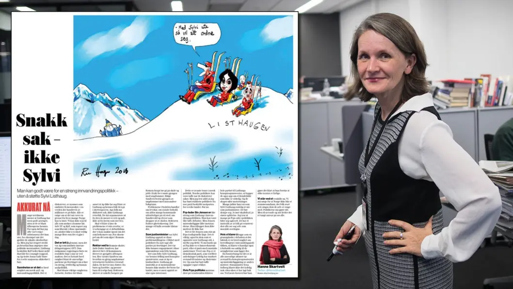 VGs politiske redaktør Hanne Skartveit med lørdagens kommentar innfelt. VGs politiske redaktør Hanne Skartveit med lørdagens kommentar innfelt.