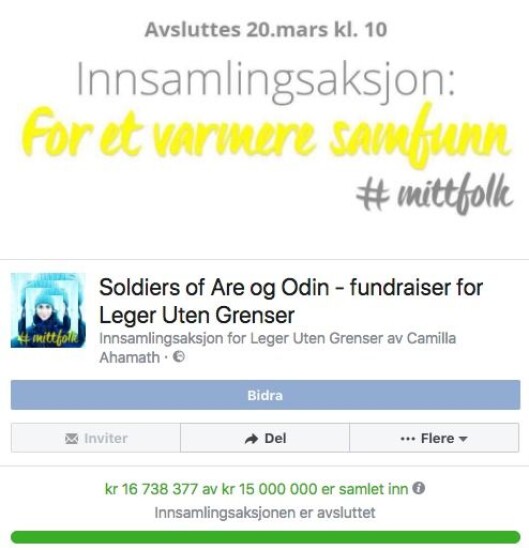 Nær 17 millioner kroner ble samlet inn til Leger uten grenser. Nær 17 millioner kroner ble samlet inn til Leger uten grenser.