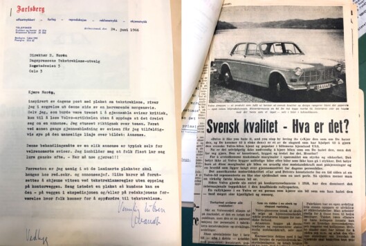 Brev fra 1966: Jarlsberg avis sin irritasjon over annonser som ser ut som redaksjonelt stoff, for øvrig forbausende likt debatten om annonsørinnhold i dag (arkivreferanse: Tekstreklameutvalget/Riksarkivet). Brev fra 1966: Jarlsberg avis sin irritasjon over annonser som ser ut som redaksjonelt stoff, for øvrig forbausende likt debatten om annonsørinnhold i dag (arkivreferanse: Tekstreklameutvalget/Riksarkivet).
