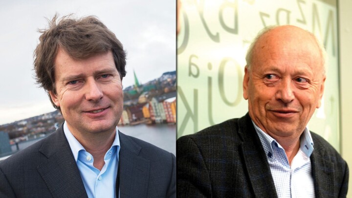 Konsernsjef Per Axel Koch i Polaris Media ASA (t.v.) vil kjøpe seg opp i Trønder-Avisa - men det kan avisinvestor Odd Øie sette en stopper for.
