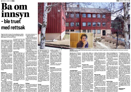 Fra Viggas egen omtale av saken før påske. Fra Viggas egen omtale av saken før påske.