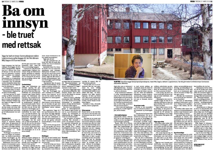 Fra Viggas egen omtale av saken før påske.