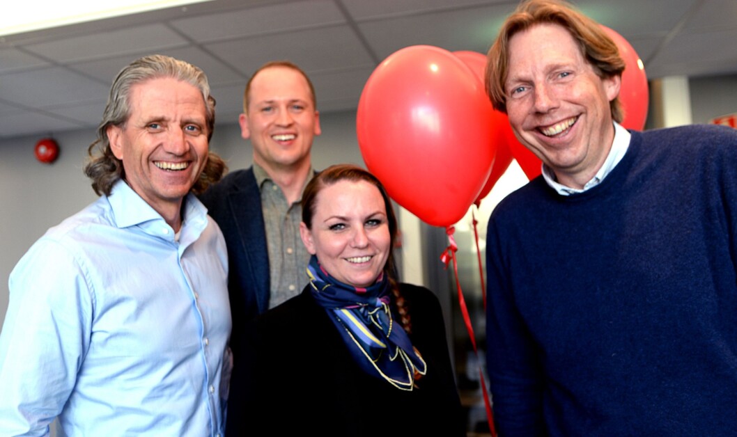 SELGER RED GRUPPEN: Disse fire selger nå sine aksjer i Red-konsernet til Dentsu Aegis Network Norway. Fra venstre - Nils Røang, konsernsjef Maria Aas-Eng, Red Performance-sjef Magnus Strømnes Bøe og Christian Apneseth. SELGER RED GRUPPEN: Disse fire selger nå sine aksjer i Red-konsernet til Dentsu Aegis Network Norway. Fra venstre - Nils Røang, konsernsjef Maria Aas-Eng, Red Performance-sjef Magnus Strømnes Bøe og Christian Apneseth.