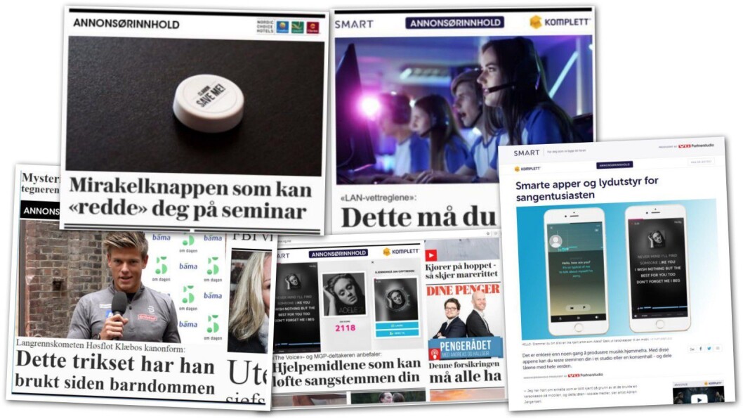 Noen av de innklagede publiseringene på VG.no. Noen av de innklagede publiseringene på VG.no.