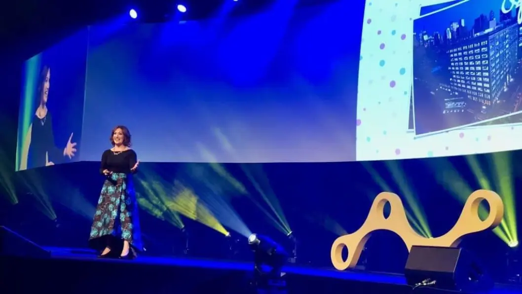 Randi Zuckerberg på Oslo Business Forum tidligere i april. Randi Zuckerberg på Oslo Business Forum tidligere i april.
