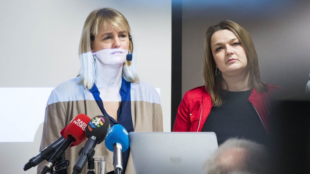 MBL-direktør Randi S. Øgrei og NJ-leder Hege Iren Frantzen. Bildet er fra en pressekonferanse høsten 2017. MBL-direktør Randi S. Øgrei og NJ-leder Hege Iren Frantzen. Bildet er fra en pressekonferanse høsten 2017.