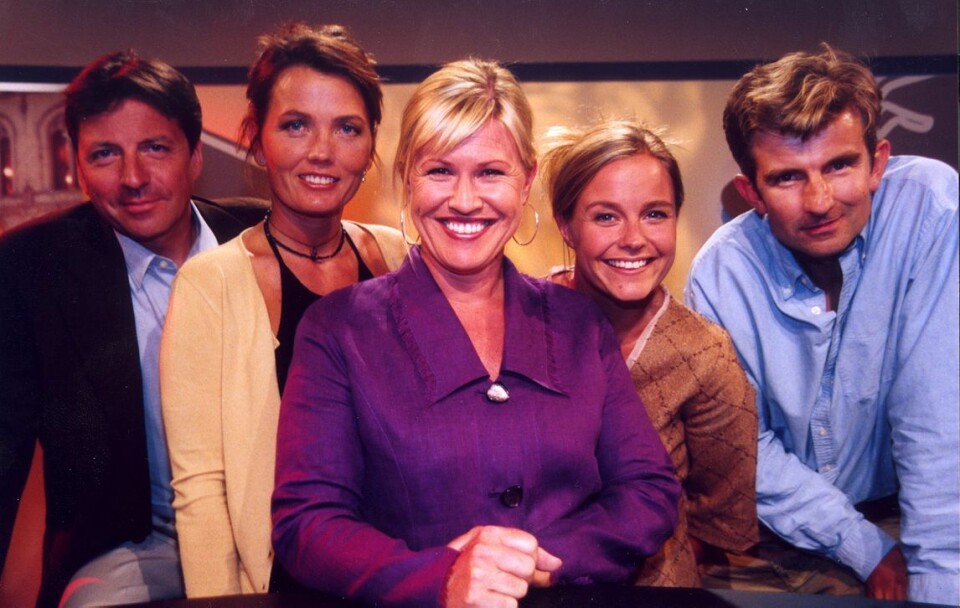 HUSKER DU? NRK-programmet «Løvebakken» for over 15 år siden. Guri Heftye flankert av Espen Beranek Holm, Kari Slaatsveen, Solveig Kloppen og Jan-Paul Brekke.