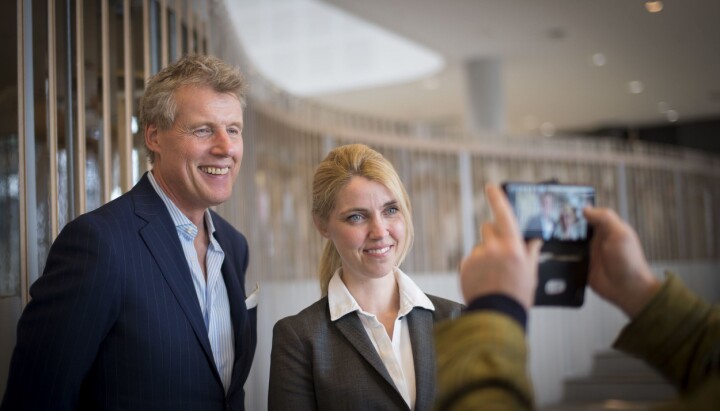 Konsernsjef Dag Sørsdahl i Aller Media avbildet med Alexandra Beverfjord for noen år siden. Begge to er norske representanter i konsernets nye nordiske ledergruppe.
