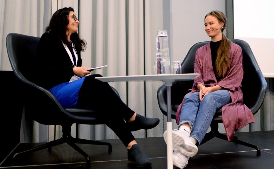 Sunniva Andreassen ble intervjuet på konferansen i Bergen onsdag, av konferansier Frøy Gudbrandsen. Sunniva Andreassen ble intervjuet på konferansen i Bergen onsdag, av konferansier Frøy Gudbrandsen.
