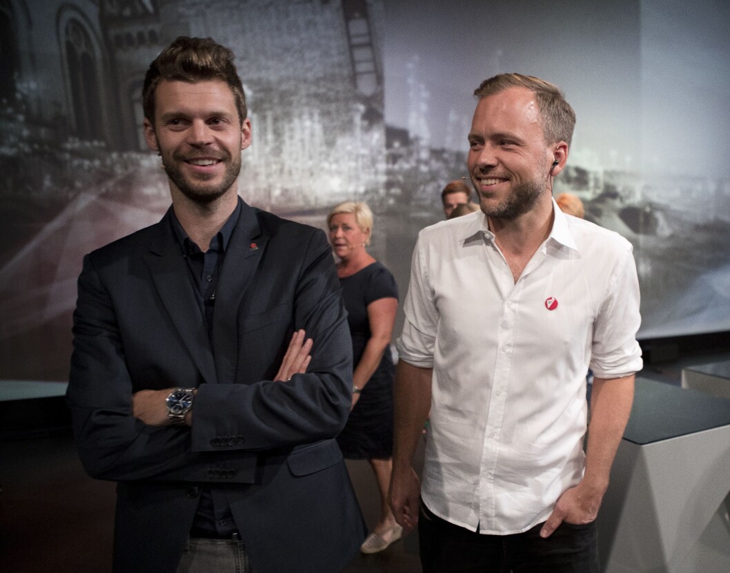 STYRE LANDET? Det vil gjerne norske journalister. Rødt-leder Bjørnar Moxnes og SV-leder Audun Lysbakken. Bildet er fra Arendalsuka i august 2017. STYRE LANDET? Det vil gjerne norske journalister. Rødt-leder Bjørnar Moxnes og SV-leder Audun Lysbakken. Bildet er fra Arendalsuka i august 2017.