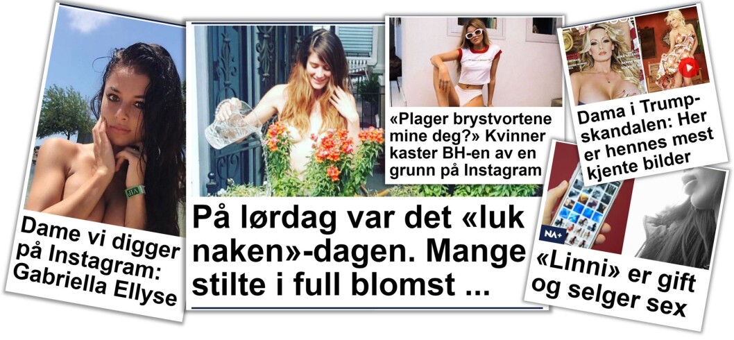 NETTAVISEN 10. MAI 2018: Nakne damer gir klikk, også på Kristi Himmelfartsdag. NETTAVISEN 10. MAI 2018: Nakne damer gir klikk, også på Kristi Himmelfartsdag.