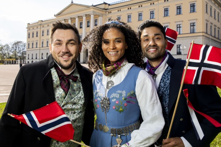 Noman Mubashir (t.h.) skulle ledet 17. mai-sendingen sammen med Dennis Vareide og Haddy N'Jie - men førstnevnte var i stedet streikende forrige uke.