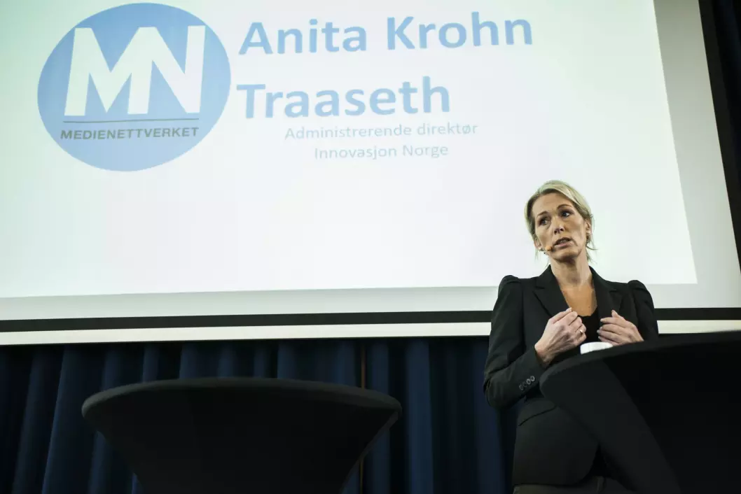 Anita Krohn Traaseth, direktør for Innovasjon Norge. Her på en konferanse høsten 2017.