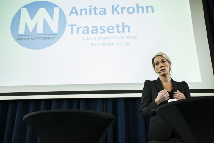 Anita Krohn Traaseth, direktør for Innovasjon Norge. Her på en konferanse høsten 2017.