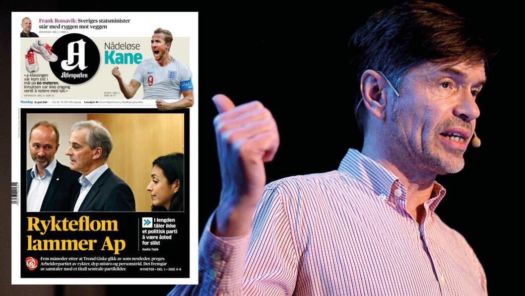 Kjetil Rolness kritiserer dagens Aftenposten-forside. Kjetil Rolness kritiserer dagens Aftenposten-forside.