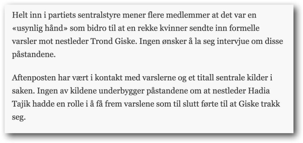 Fra dagens hovedsak i Aftenposten. Fra dagens hovedsak i Aftenposten.