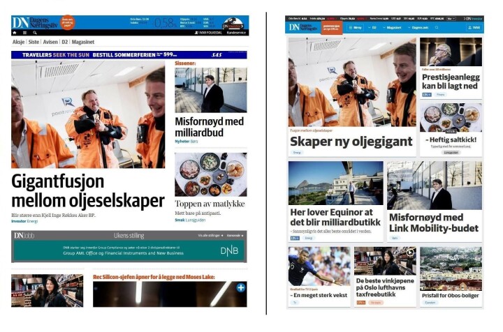 Før og etter: Slik blir nye DN (til høyre) - sett opp mot den gamle