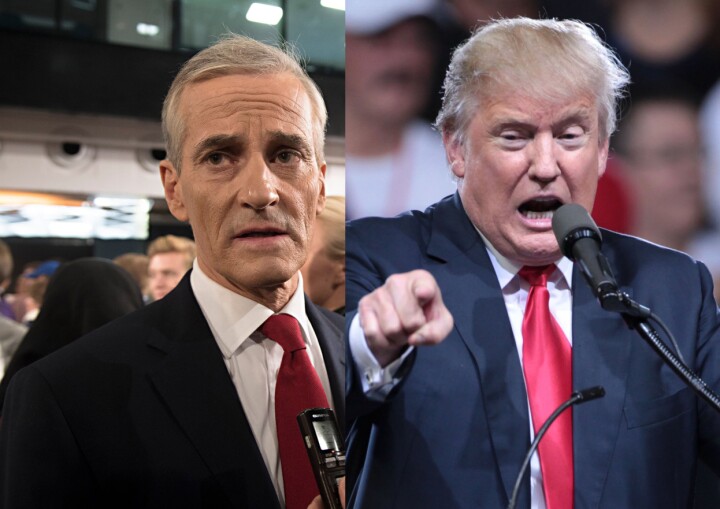 Jonas Gahr Støre og Donald Trump.