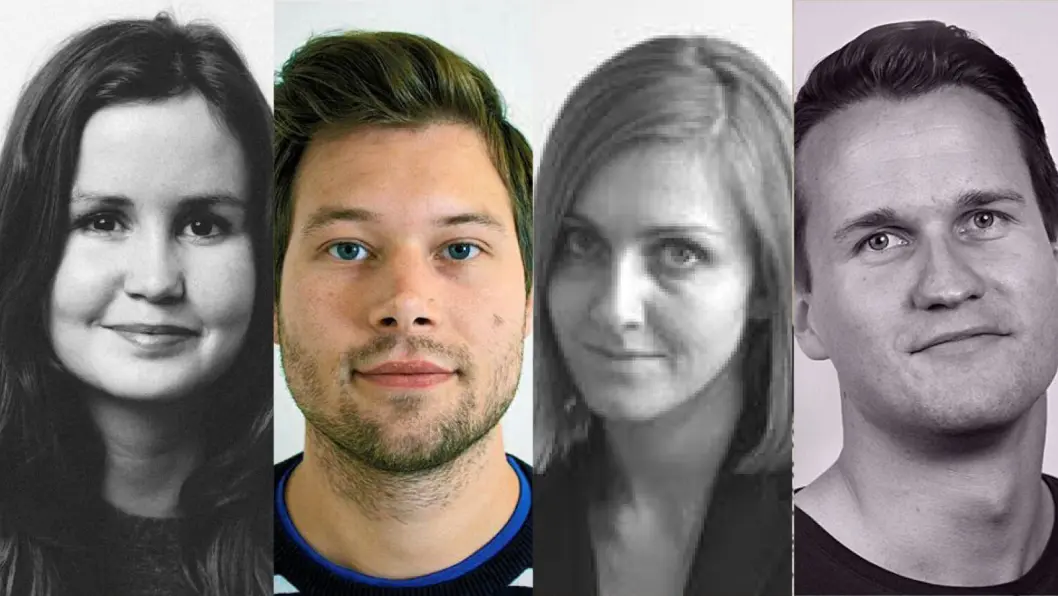 Heidi Sævold (27), Arne Fenstad (32), Ellen Viseth (33) og Adrian Jensen (26). Med seg får de også Erik Martiniussen (41). Heidi Sævold (27), Arne Fenstad (32), Ellen Viseth (33) og Adrian Jensen (26). Med seg får de også Erik Martiniussen (41).