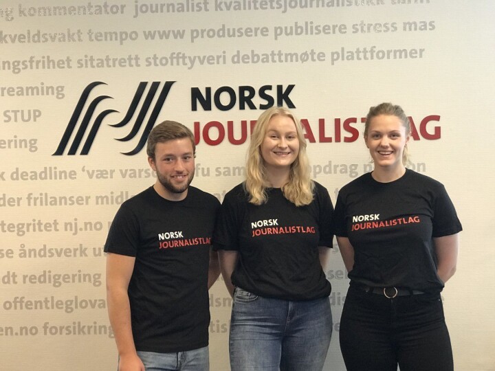 Nye styret i NJ Student (fra venstre: Jørgen Wear, sekretær (NJ Student Volda), Vilde Midtbø Ulsten, leder (NJ Student Bergen) og Stella Brevik, styremedlem (NJ Student Stavanger)
