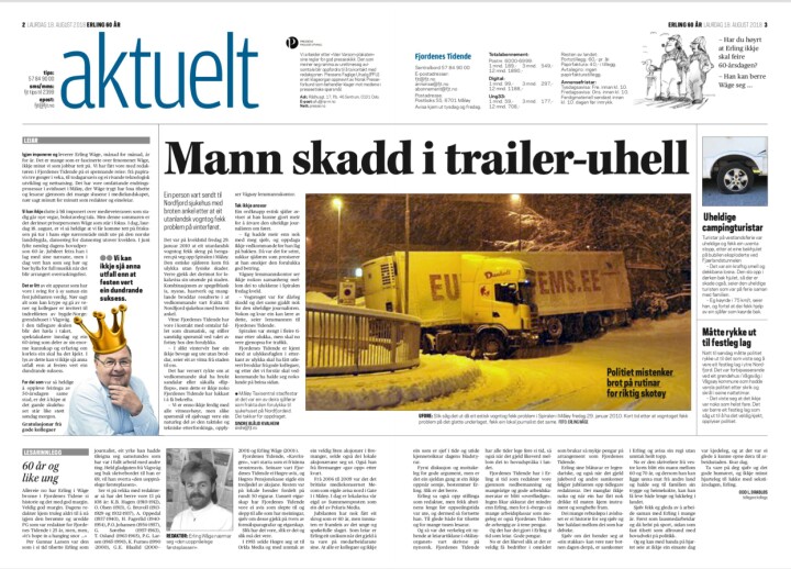 Faksimile av forsiden av Erling Waages helt egen utgave av Fjordenes Tidende.