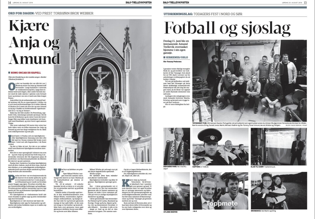 Faksimile fra bryllupsavisa. Faksimile fra bryllupsavisa.