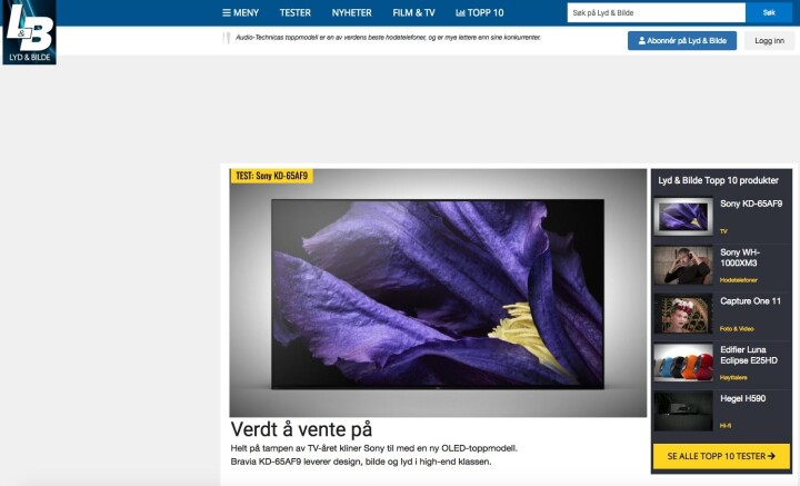 Faksimile fra Lydogbilde.no tatt på et tilfeldig tidspunkt.