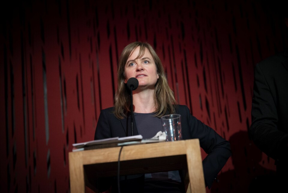 Sjefredaktør Mari Skurdal i Klassekampen. Her fra debatt om «no platforming» 17. oktober 2018.