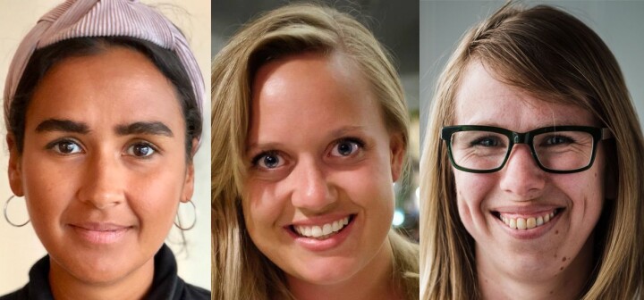 Disse er nominert til årets medieledertalent av Kvinnenettverket. Fra venstre: Nora Ibrahim (28), Julie Lundgren (31) og Anniken Renslo Sandvik (33).