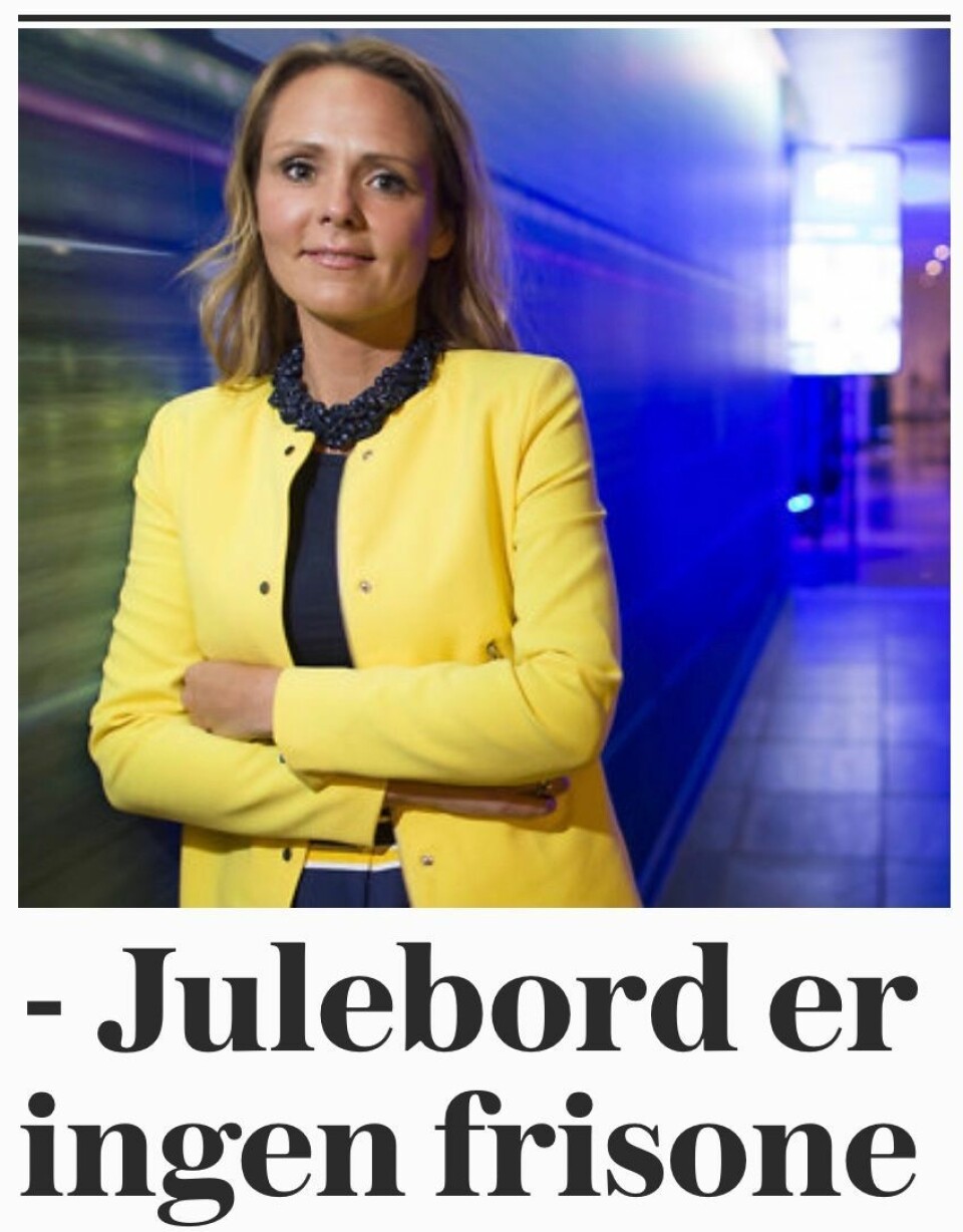 Barne- og likestillingsminister Linda Hofstad Helleland på VG-fronten.