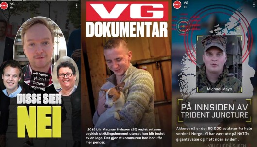 Slik kan en vanlig VG-story på Snapchat se ut. Slik kan en vanlig VG-story på Snapchat se ut.