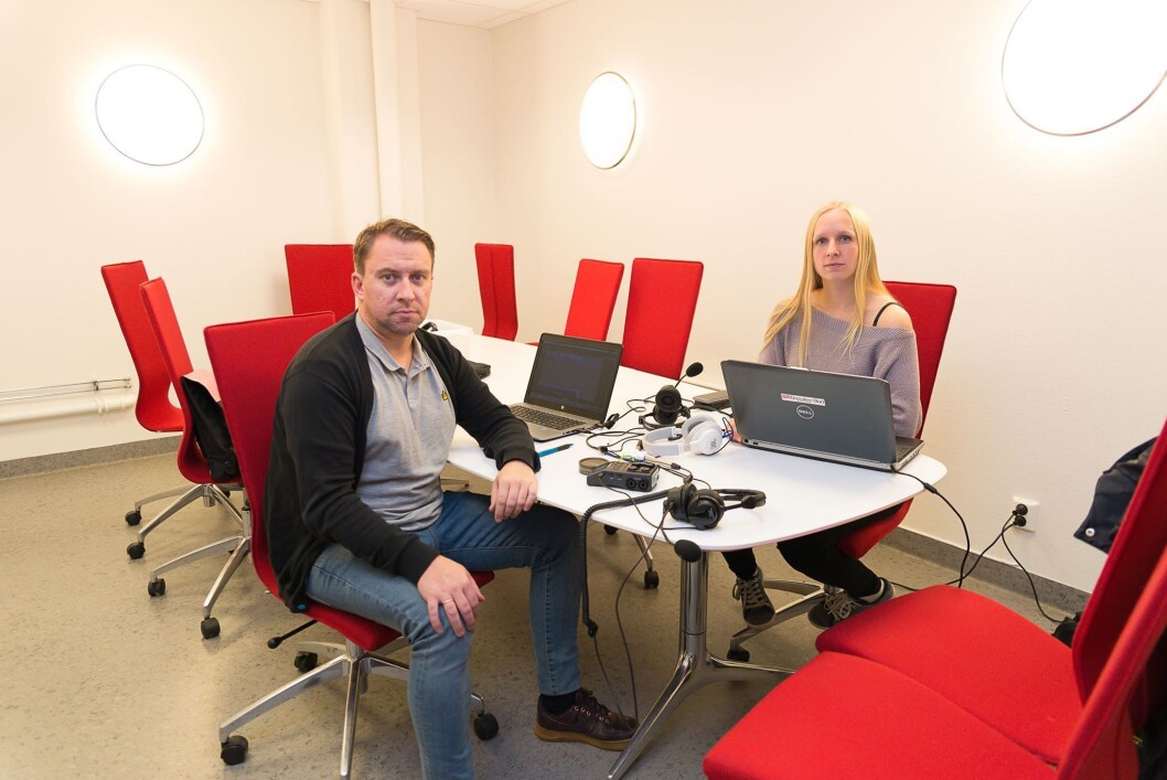Jan Morten Frengstad og Jeanette Håland under podkast-innspillingen. Jan Morten Frengstad og Jeanette Håland under podkast-innspillingen.