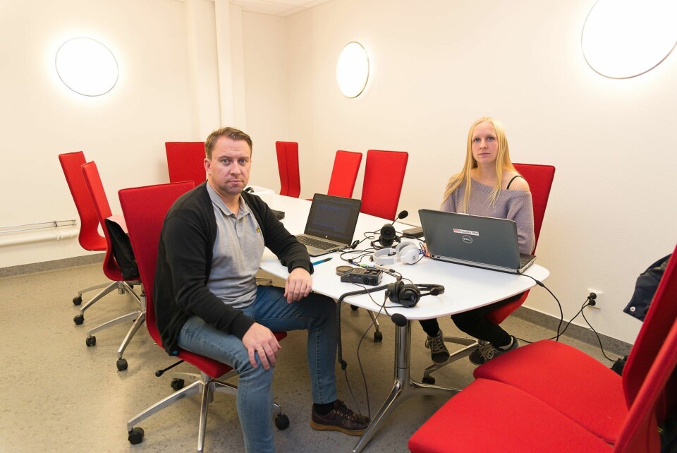 Jan Morten Frengstad og Jeanette Håland under podkast-innspillingen.