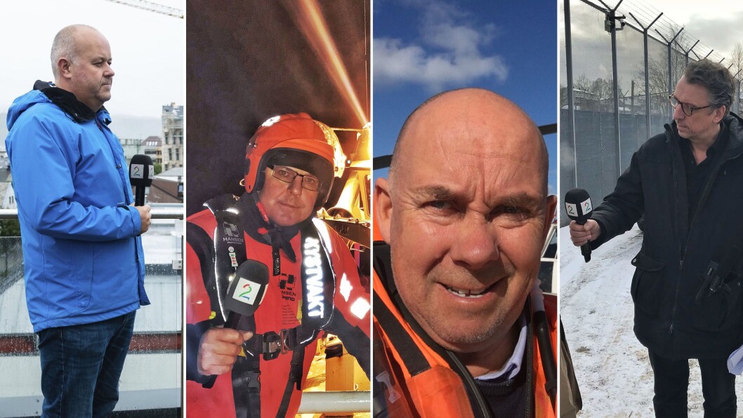 Fire av TV 2s sju lokalkontorkorrespondenter. Fra venstre: Roy-Arne Salater, Arne Rovic, Egil Pettersen og Asbjørn Øyhovden. (Foto: Ole Gunnar Onsøien/TV 2) Fire av TV 2s sju lokalkontorkorrespondenter. Fra venstre: Roy-Arne Salater, Arne Rovic, Egil Pettersen og Asbjørn Øyhovden. (Foto: Ole Gunnar Onsøien/TV 2)
